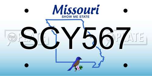 SCY567 Missouri License Plate