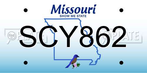 SCY862 Missouri License Plate