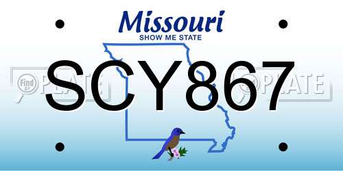 SCY867 Missouri License Plate