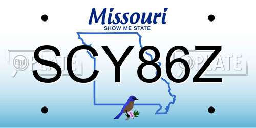 SCY86Z Missouri License Plate