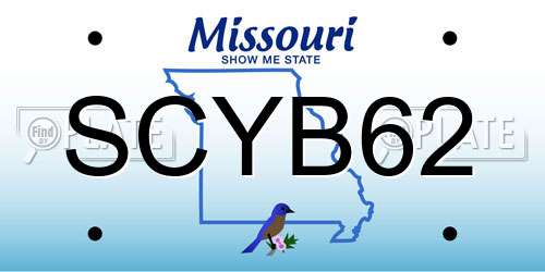SCYB62 Missouri License Plate