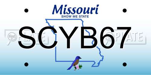 SCYB67 Missouri License Plate