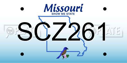 SCZ261 Missouri License Plate