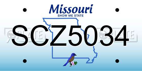 SCZ5034 Missouri License Plate