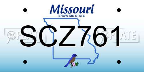 SCZ761 Missouri License Plate