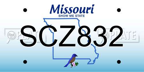 SCZ832 Missouri License Plate