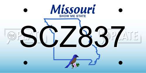 SCZ837 Missouri License Plate