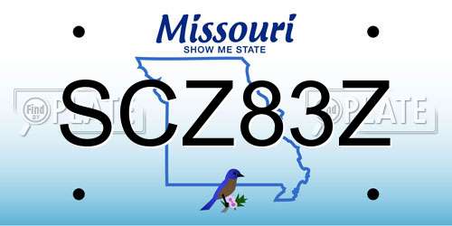 SCZ83Z Missouri License Plate