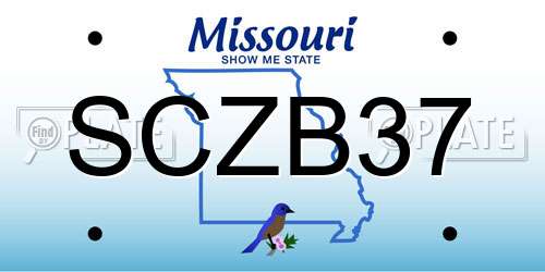SCZB37 Missouri License Plate