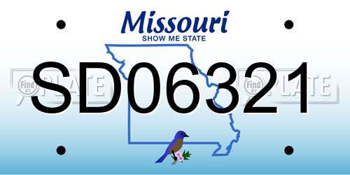 SD06321 Missouri License Plate