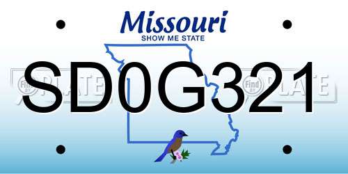 SD0G321 Missouri License Plate