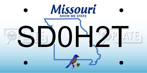SD0H2T Missouri License Plate