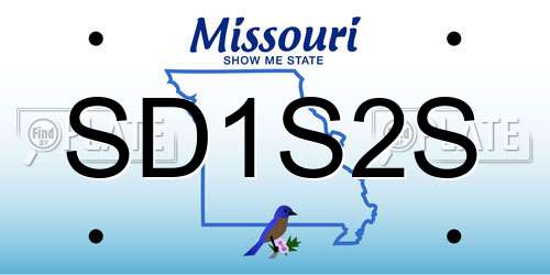 SD1S2S Missouri License Plate
