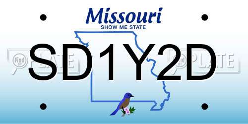 SD1Y2D Missouri License Plate