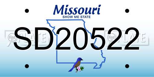 SD20522 Missouri License Plate