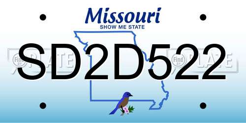 SD2D522 Missouri License Plate