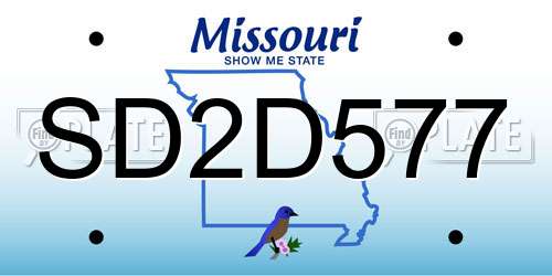 SD2D577 Missouri License Plate