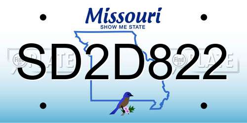 SD2D822 Missouri License Plate