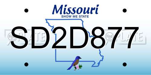 SD2D877 Missouri License Plate