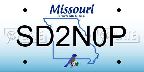SD2N0P Missouri License Plate