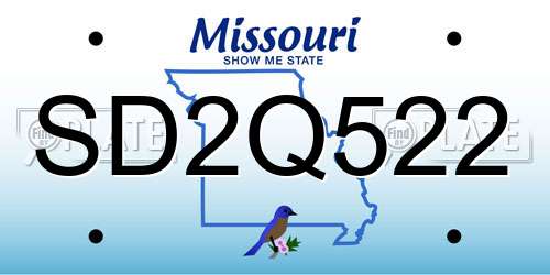 SD2Q522 Missouri License Plate
