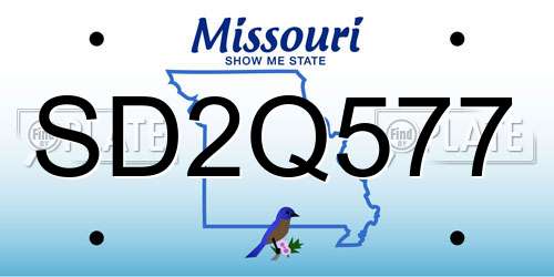 SD2Q577 Missouri License Plate