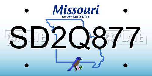SD2Q877 Missouri License Plate