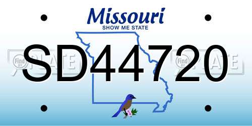 SD44720 Missouri License Plate
