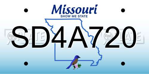 SD4A720 Missouri License Plate