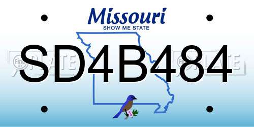 SD4B484 Missouri License Plate