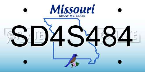 SD4S484 Missouri License Plate
