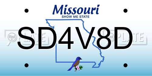 SD4V8D Missouri License Plate