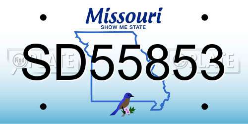 SD55853 Missouri License Plate