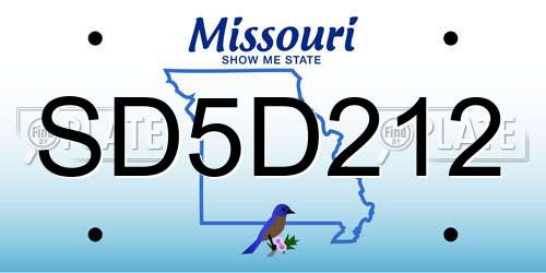 SD5D212 Missouri License Plate