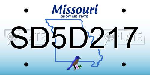 SD5D217 Missouri License Plate
