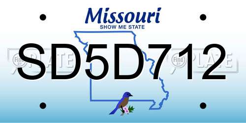 SD5D712 Missouri License Plate