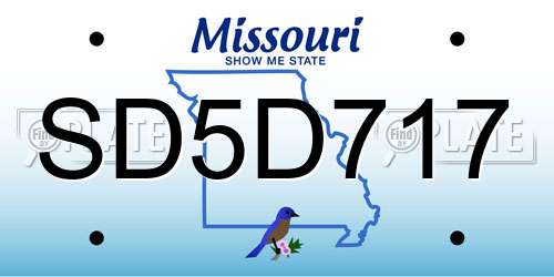 SD5D717 Missouri License Plate