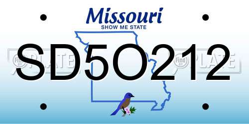 SD5O212 Missouri License Plate