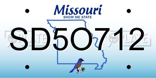 SD5O712 Missouri License Plate