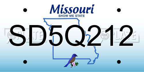 SD5Q212 Missouri License Plate