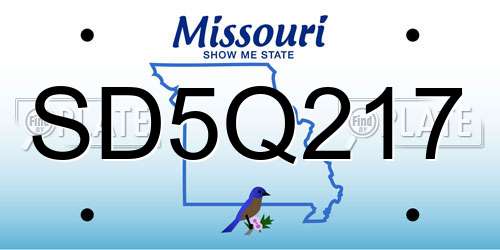 SD5Q217 Missouri License Plate
