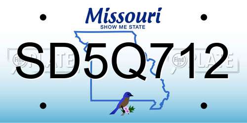 SD5Q712 Missouri License Plate