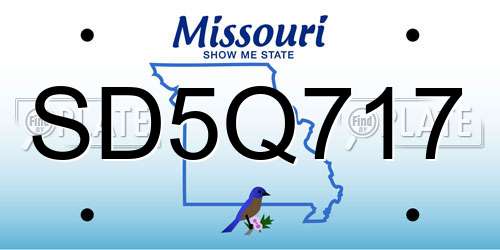 SD5Q717 Missouri License Plate