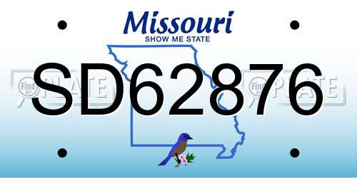 SD62876 Missouri License Plate