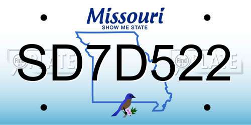 SD7D522 Missouri License Plate