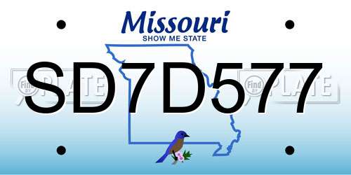 SD7D577 Missouri License Plate
