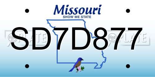 SD7D877 Missouri License Plate