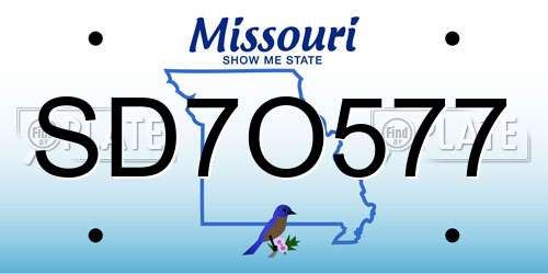 SD7O577 Missouri License Plate