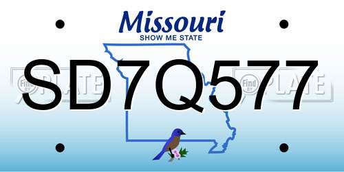 SD7Q577 Missouri License Plate