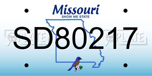 SD80217 Missouri License Plate